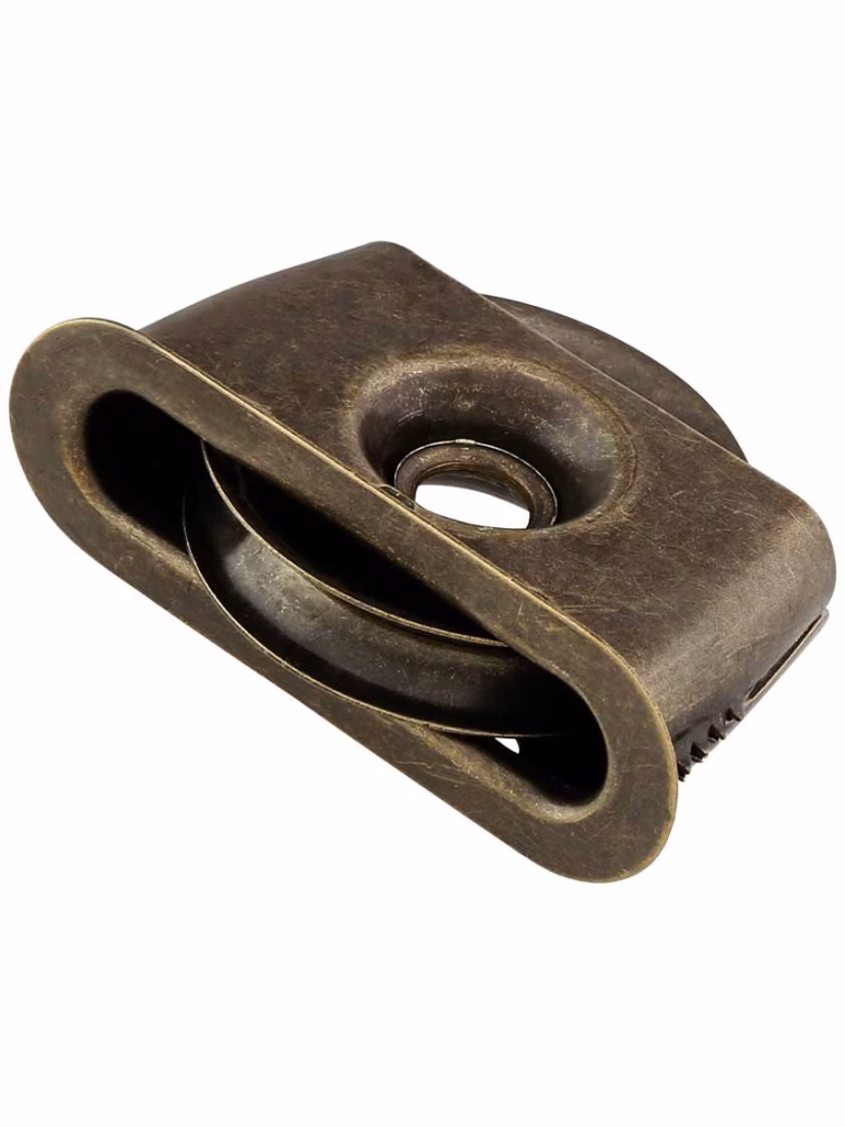 Wrought Steel Pulley - Antique Brass